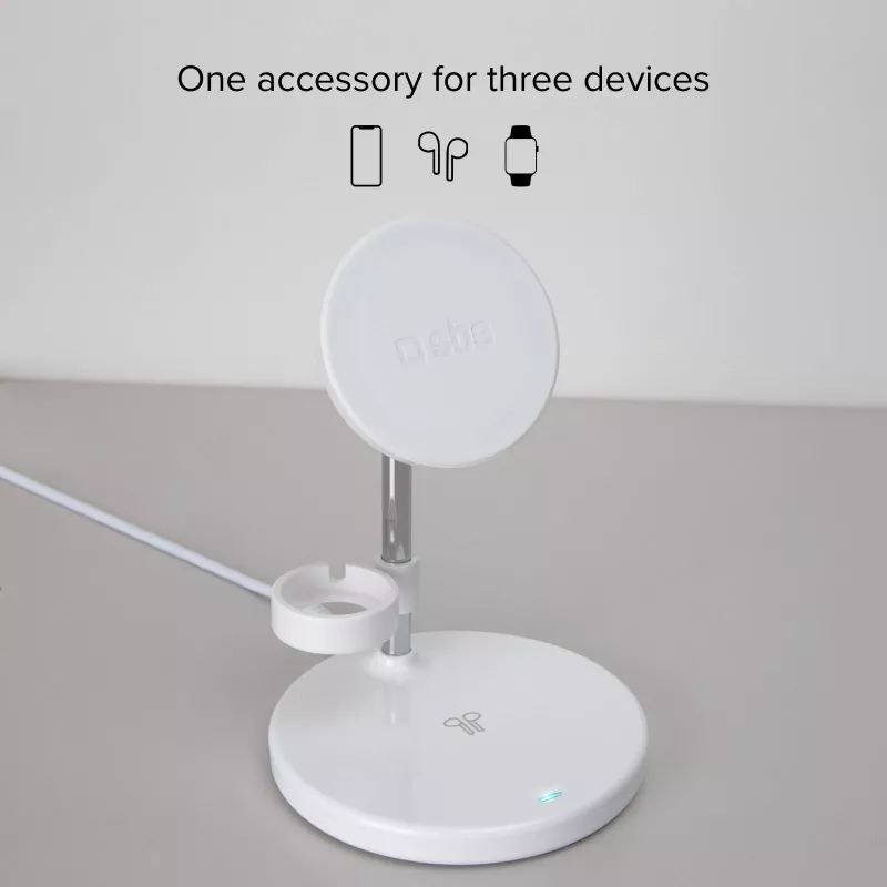 SBS TEWIRMAG3IN1 3-in-1 kabellose Ladestation mit MagSafe für iPhone, Apple Watch und AirPods