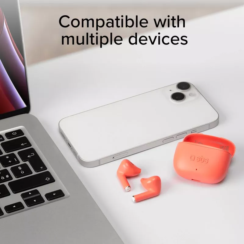 SBS TEEARTWSGOPODSR True Wireless Stereo Ohrhörer mit Ladecase, Bluetooth 5.0, Touch Control, Rot