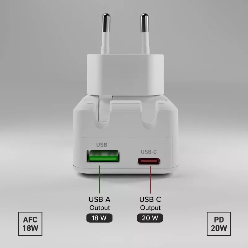 SBS TETRGANUSBTCFOLD20W 20W GaN USB-C faltbares Wandladegerät Weiß