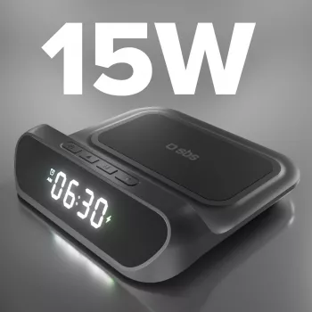 SBS Wecker mit 15-W-Wireless-Ladegerät (TEWIRCLOCK)
