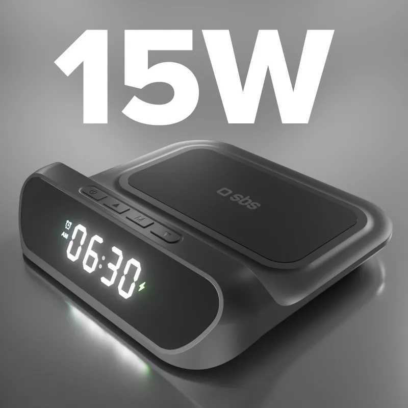SBS Wecker mit 15-W-Wireless-Ladegerät (TEWIRCLOCK)