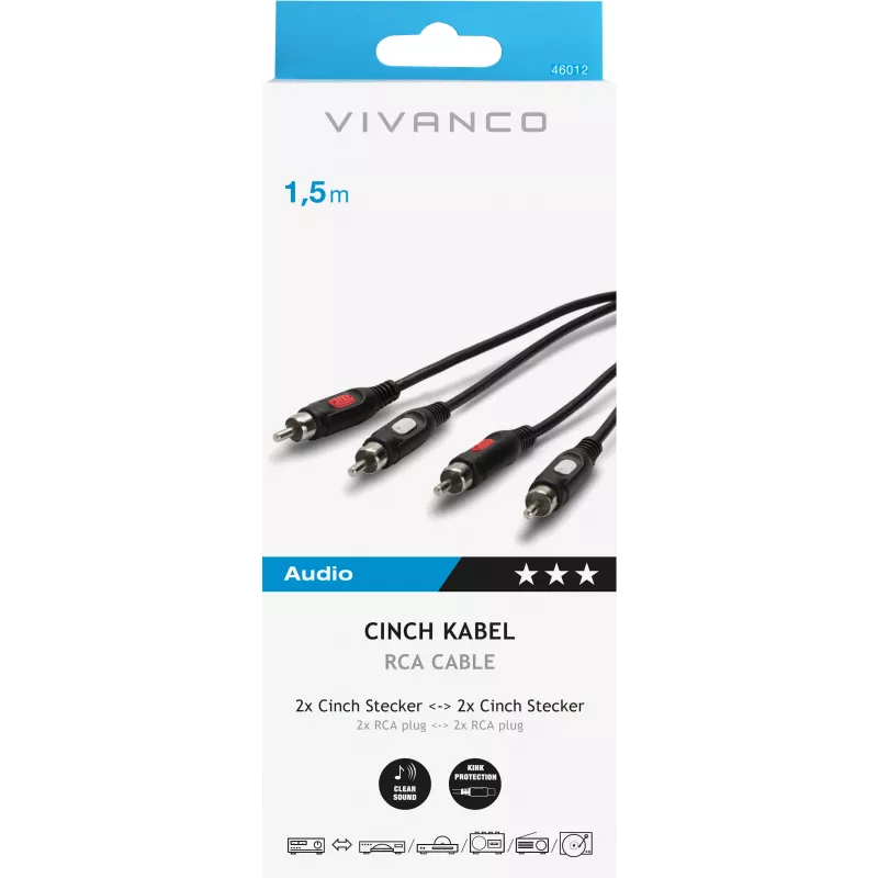 Vivanco Audiokabel 2xRCA auf 2xRCA 1.5 m (VVA2RCA15MMK)