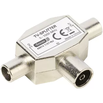 Vivanco geschirmter 2-fach TV-Antennenverteiler, Koaxial-Buchse auf 2 Stecker (VVANSHILD2M1F)