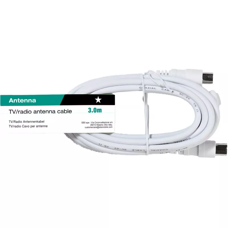 Vivanco Antennenkabel 3 m, Stecker auf Buchse (VVANX30MFW)