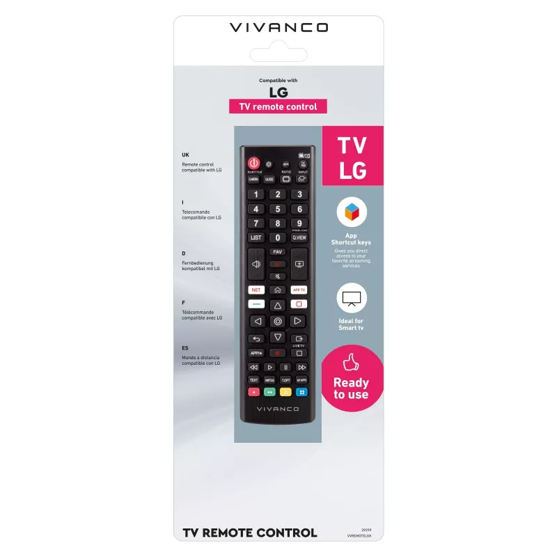 Vivanco VVREMOTELGK Universelle Fernbedienung für LG Fernseher - Schwarz