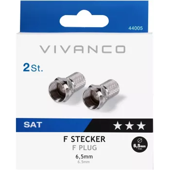 Vivanco F-Stecker für 6.5-mm-Kabel, 2 Stück (VVSATADAPTF65MM2P)
