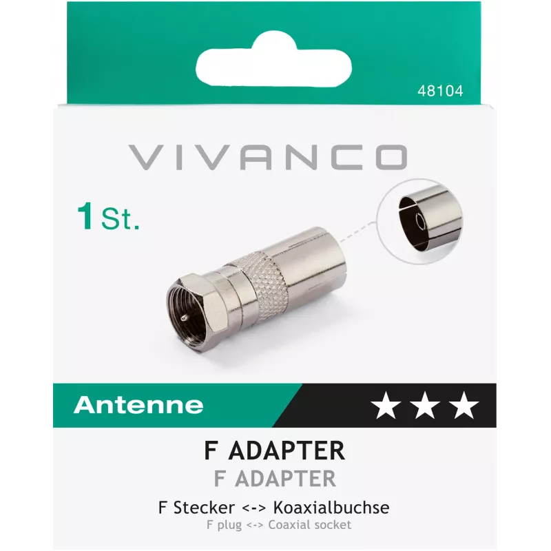 Vivanco Adapter F-Stecker auf Koaxialbuchse (VVSATCOAXSATMF)