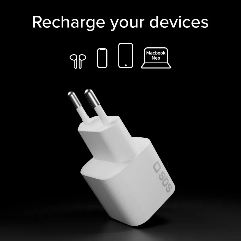 SBS 20W USB-C PD Wandladegerät - Weiß