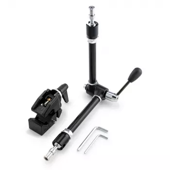 Manfrotto 143R Gelenk-Magic-Arm mit Kamerahalterung, 3 kg Tragkraft, Aluminium, Schwarz