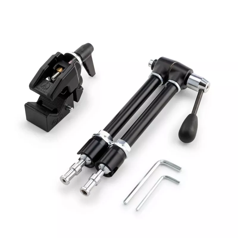 Manfrotto 143R Gelenk-Magic-Arm mit Kamerahalterung, 3 kg Tragkraft, Aluminium, Schwarz