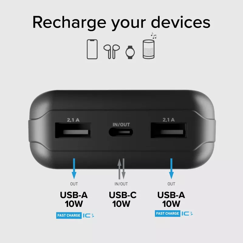 SBS Solar Power Bank 20000 mAh Fast Charge Schwarz