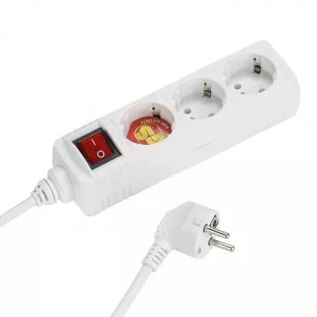 Vivanco VVELSTR3SCHSWWP 3-fach Schuko-Steckdosenleiste mit Schalter, 1,5 m Kabel, Weiß