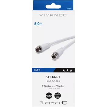 Vivanco SAT-F-Kabel 5 m, weiß (VVSAT50MMW)