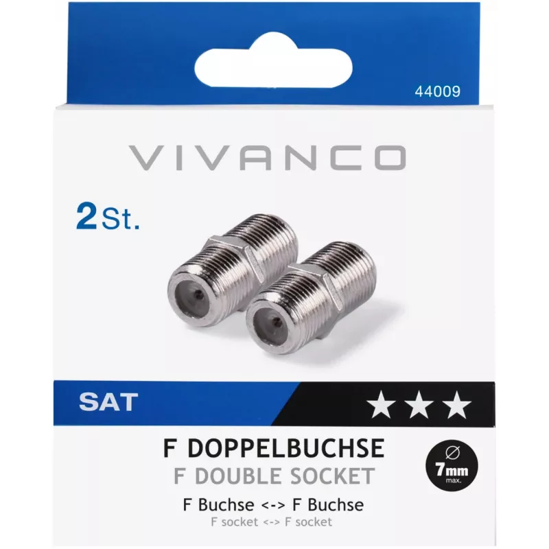 Vivanco F-Doppelbuchse, 2 Stück (VVSATADAPTMMF)