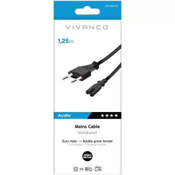 Vivanco Netzkabel, EU-Stecker auf Japan-8-Pin-Stecker, 1.25 m (VVITPOWERIT12)