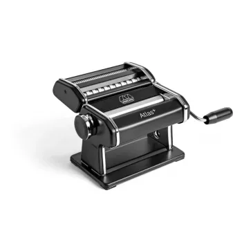 Marcato Atlas+ Nudelmaschine Schwarz 150 mm Manuelle Nudelmaschine mit 10 Dickenstufen und 3 integrierten Aufsätzen
