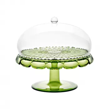 Guzzini Vanity Kuchenständer mit Glasglocke, Seerosen-Grün, 30 cm