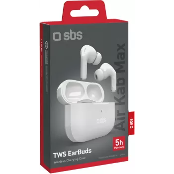 SBS Air Kab Max TWS-Ohrhörer mit kabellosem Ladecase, Weiß (TEEARTWSPMAXBTW)