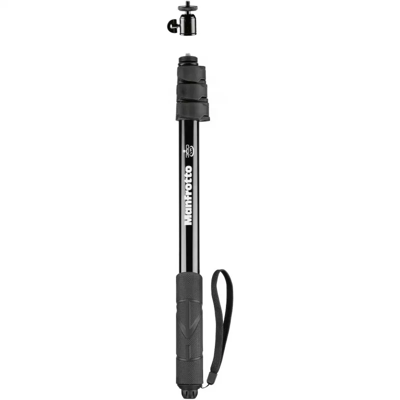 Manfrotto MPOLEVR Aluminium-Verlängerungsstange für 360°- und Action-Kameras, 4 Segmente, 66-200 cm, Schwarz