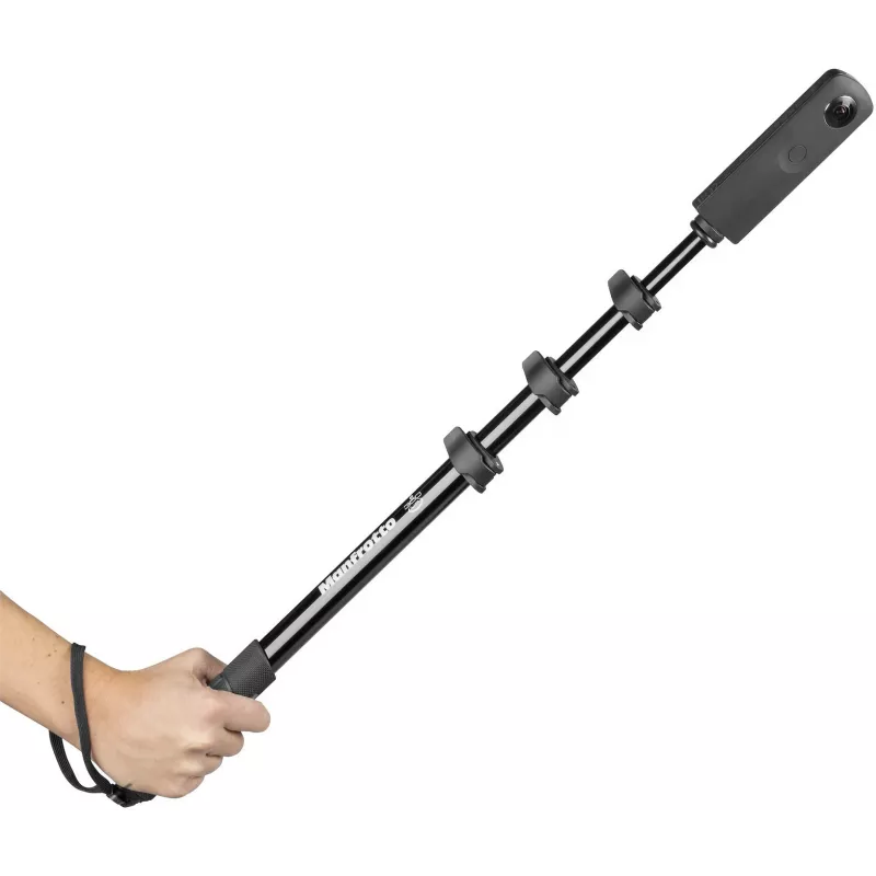 Manfrotto MPOLEVR Aluminium-Verlängerungsstange für 360°- und Action-Kameras, 4 Segmente, 66-200 cm, Schwarz