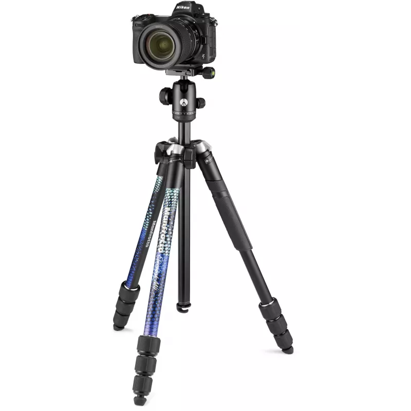 Manfrotto MKELMII4BL-BH Element MII 4-Section Aluminum Tripod with Ball Head, Blue