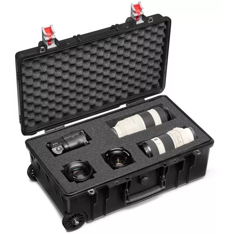Manfrotto Pro Light Reloader Tough H-55 Hartschalenkoffer für Kameraausrüstung, IP67 wasserdicht & staubdicht, TSA-Schloss, Handgepäckgröße, Schwarz