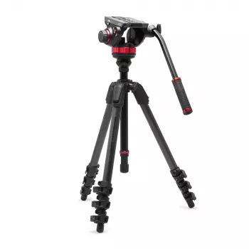 Manfrotto 055 Carbon Fiber Video-Stativ-System mit 502AH Fluidkopf