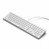 Satechi Slim LX3 Kabelgebundene Tastatur mit Hintergrundbeleuchtung und Nummernblock, USB-C/USB-A, Mac/Windows-Modusumschalter, Silber