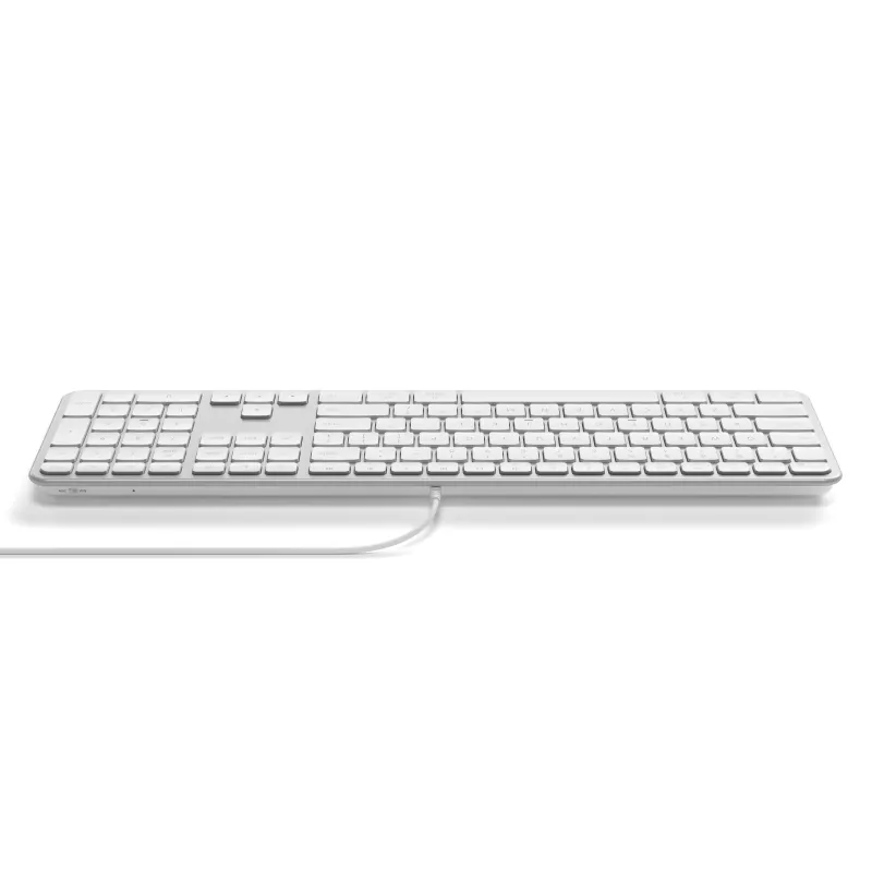 Satechi Slim LX3 Kabelgebundene Tastatur mit Hintergrundbeleuchtung und Nummernblock, USB-C/USB-A, Mac/Windows-Modusumschalter, Silber