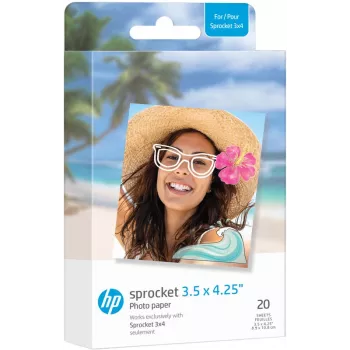HP ZINK Fotopapier 3,5 x 4,25 Zoll glänzend, selbstklebend, 20 Blatt für HP Sprocket
