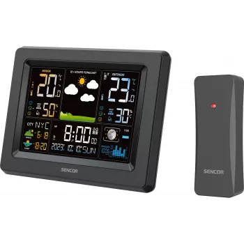 Sencor SWS 4500 Wetterstation Schwarz / Farb-LCD-Display / Kabelloser Sensor