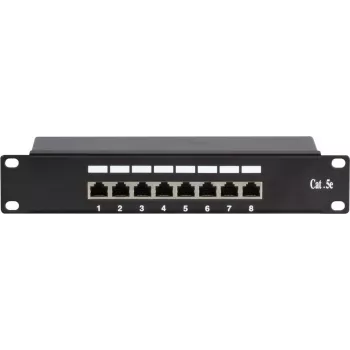 DSIT DS-10Patch5-8FTP 10-Zoll 8-Port FTP CAT 5e Patchpanel, 1U Rack-Montage, geschirmt RJ45, LSA+ IDC, Schwarz