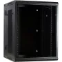 DSIT 15U Wandmontage-Serverschrank mit Glastür und perforierten Seitenwänden, 600x600x770 mm, Schwarz