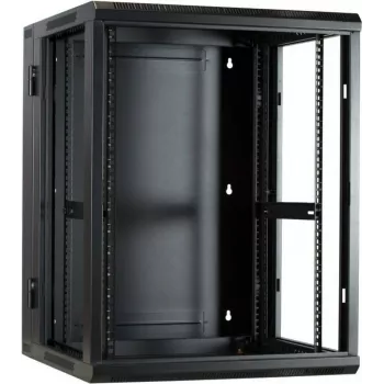DSIT 15U Wandmontage-Serverschrank mit Glastür und perforierten Seitenwänden, 600x600x770 mm, Schwarz