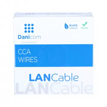 DSIT CAT6 U/UTP 50m Kabel auf Spule, grau CCA, 250 MHz, Gigabit Ethernet, Innenbereich, PVC-Mantel, AWG24, 4 Paare