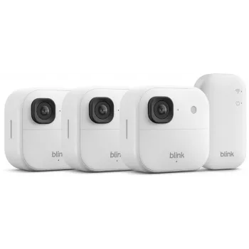 Amazon Blink Outdoor 2K+ Überwachungskamera, 3-Kamera-System, Weiß (B0F95QGG7M)