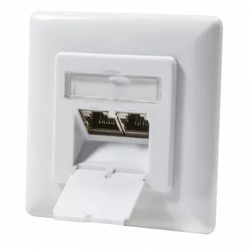 DSIT Unterputz Cat. 6a Klasse EA geschützte Netzwerk-Wanddose, 2 x RJ45, Weiß