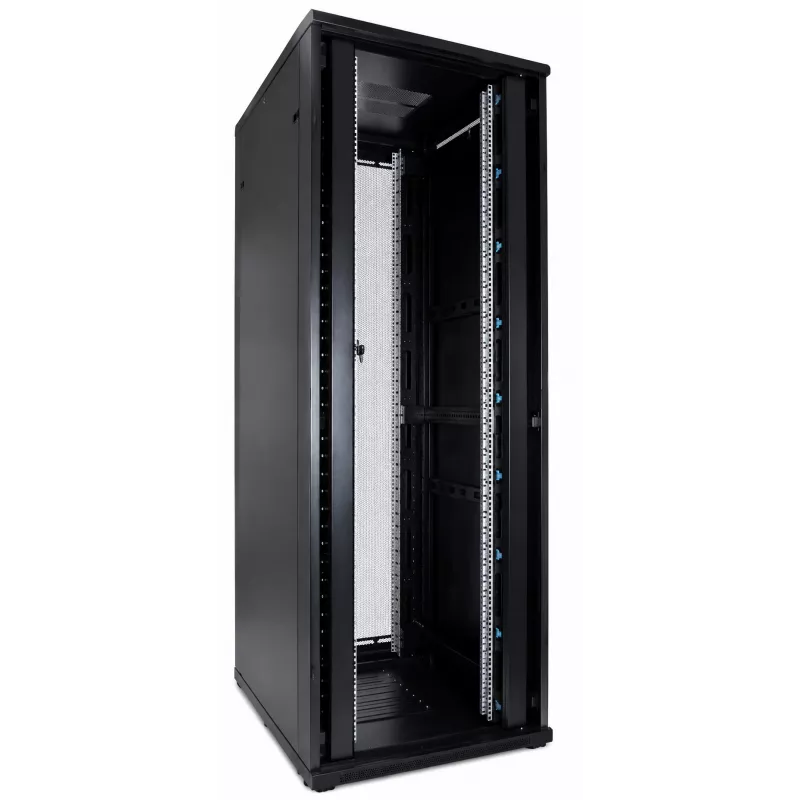 DSIT 47U 19 inch Server-Rack-Schrank mit perforierten Doppeltüren vorne und hinten, 800x1000x2250 mm, schwarz