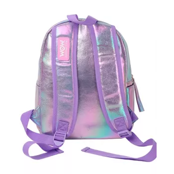 Holo Wow holografischer Schulrucksack für Mädchen mit Pompom und verstellbaren Riemen WOW00048
