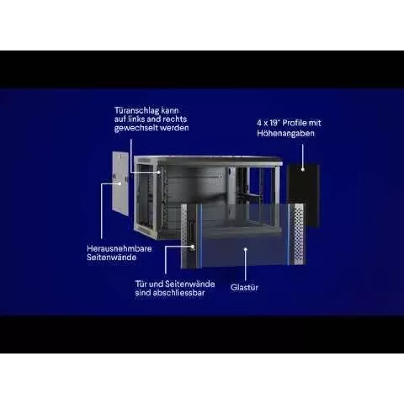 DSIT DS6418W 18U Wandmontage-Servergehäuse mit Glastür, 600x450x900 mm, Weiß