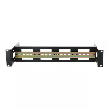 DSIT 2U DIN-Schienen-Halterung für 19-Zoll-Racks, Tiefe verstellbar 100-200 mm, TS35, Schwarz