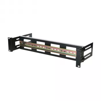 DSIT 2U DIN-Schienen-Halterung für 19-Zoll-Racks, Tiefe verstellbar 100-200 mm, TS35, Schwarz
