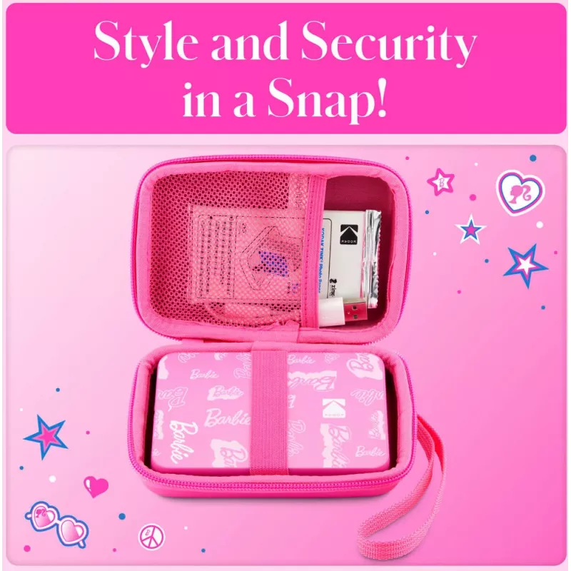 Kodak x Barbie EVA-Schutzhülle mit abnehmbarem Riemen und Netzfach für Printomatic und Step Slim, rosa (RODBCEPK)