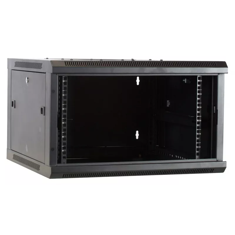 DSIT DS6604-F 6U Wandmontage-Servergehäuse mit Glastür, 600x450x320 mm, Schwarz