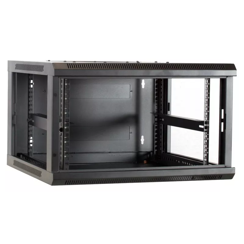 DSIT DS6604-F 6U Wandmontage-Servergehäuse mit Glastür, 600x450x320 mm, Schwarz