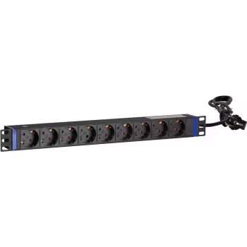 DSIT DS-9PDU 19 inch Rackmount-Stromverteilungseinheit - 9 Schuko-Steckdosen, 16A, 1U, Schwarz