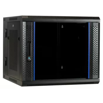 DSIT 6U Wandgehäuse-Rack mit gehärteter Glastür, reversibel, 600x450 mm, Schwarz