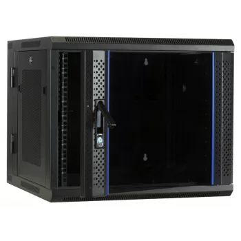 DSIT 6U Wandgehäuse-Rack mit gehärteter Glastür, reversibel, 600x450 mm, Schwarz