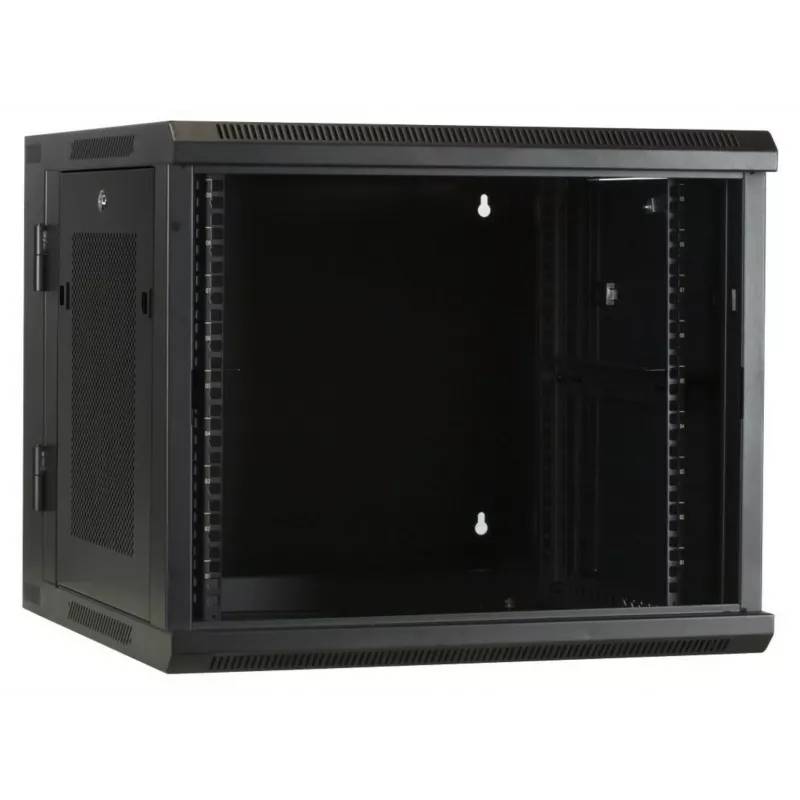 DSIT 6U Wandgehäuse-Rack mit gehärteter Glastür, reversibel, 600x450 mm, Schwarz