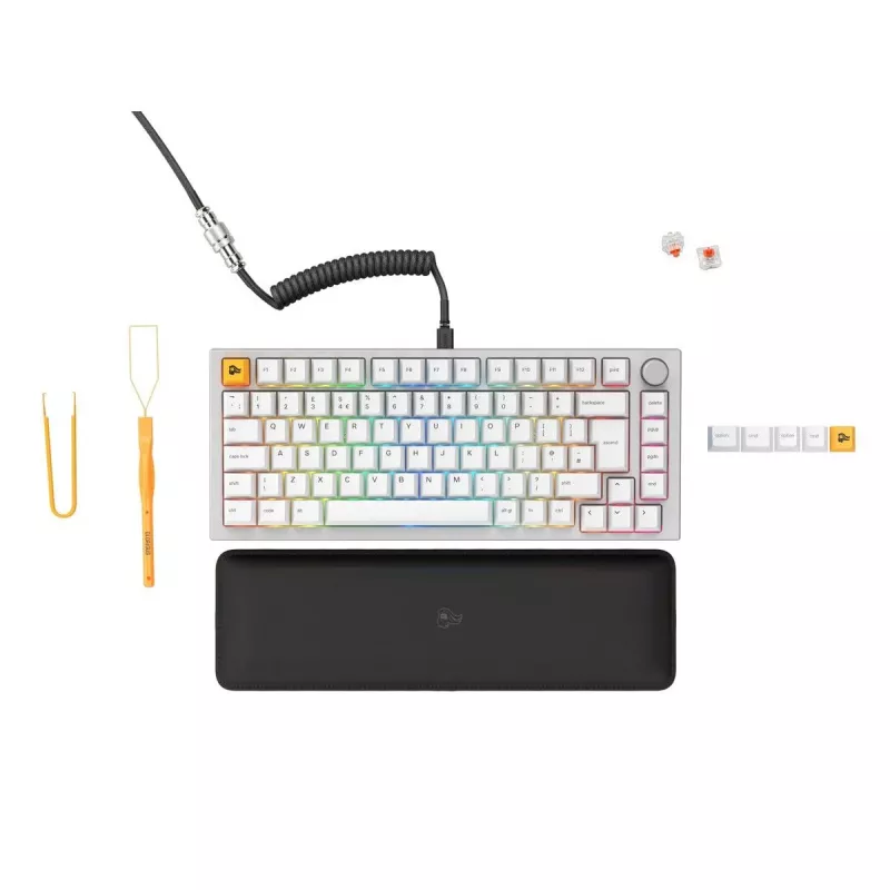 Glorious GMMK Pro mechanische Tastatur, 75% Pre-Built, ISO UK Layout, Weiß